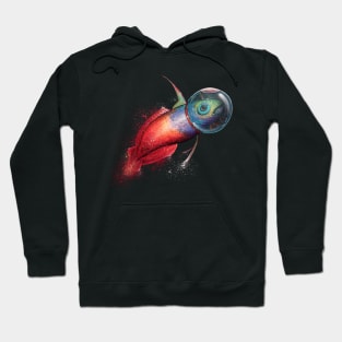 Red Fire Goby Swimming Into Space Hoodie